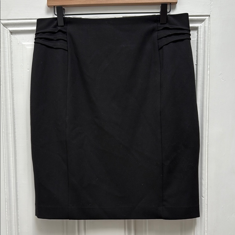 Express Black Ruched Pencil Skirt Knee-Length
